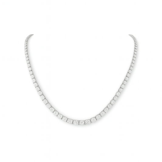 LILY | 11.8 Ct Oval Diamond Tennis Necklace in 18K White Gold - Lab Grown Diamond
