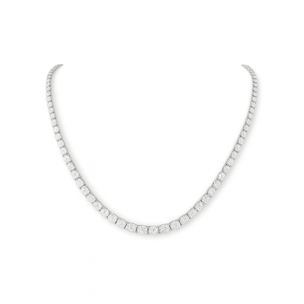 LILY | 11.8 Ct Oval Diamond Tennis Necklace in 18K White Gold - Lab Grown Diamond