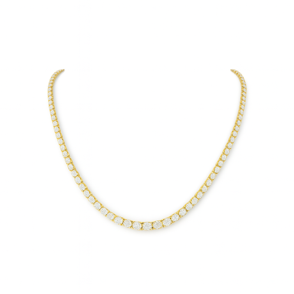 lily | 11.8 ct oval diamond tennis necklace in 18k yellow gold - lab grown diamond