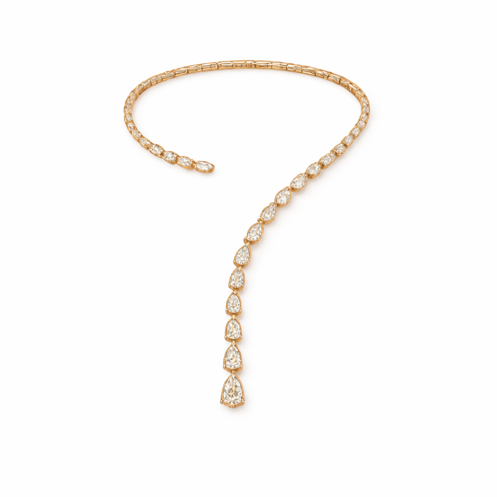 LIRIANNE | 33.47 Ct Pear Diamond Necklace in 14K Yellow Gold