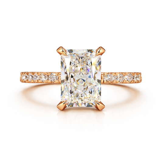 LUMERRA | 2.6 Ct Radiant Hidden Halo Ring in 14K Rose Gold - Lab Grown Diamond