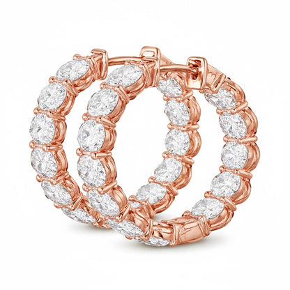 LUMIERE | 5.16 Ct Oval Diamond Huggies Earrings in 18K Rose Gold