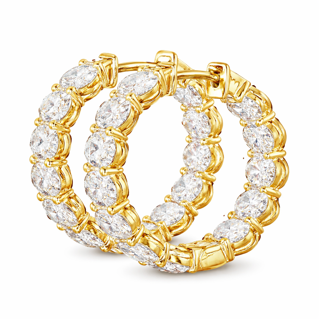 lumiere | 5.16 ct oval diamond huggies earrings in 18k yellow gold