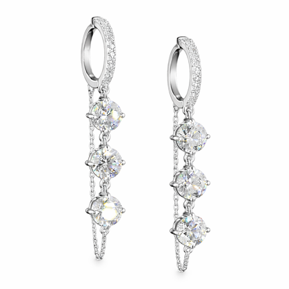 LUMINARA | 6.19 Ct  Round Diamond Drop Earrings in 14K White Gold
