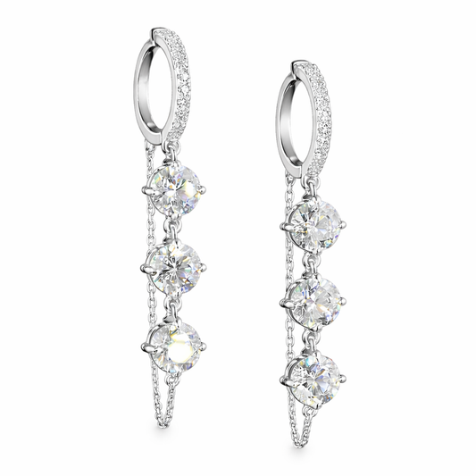 LUMINARA | 6.19 Ct  Round Diamond Drop Earrings in 14K White Gold