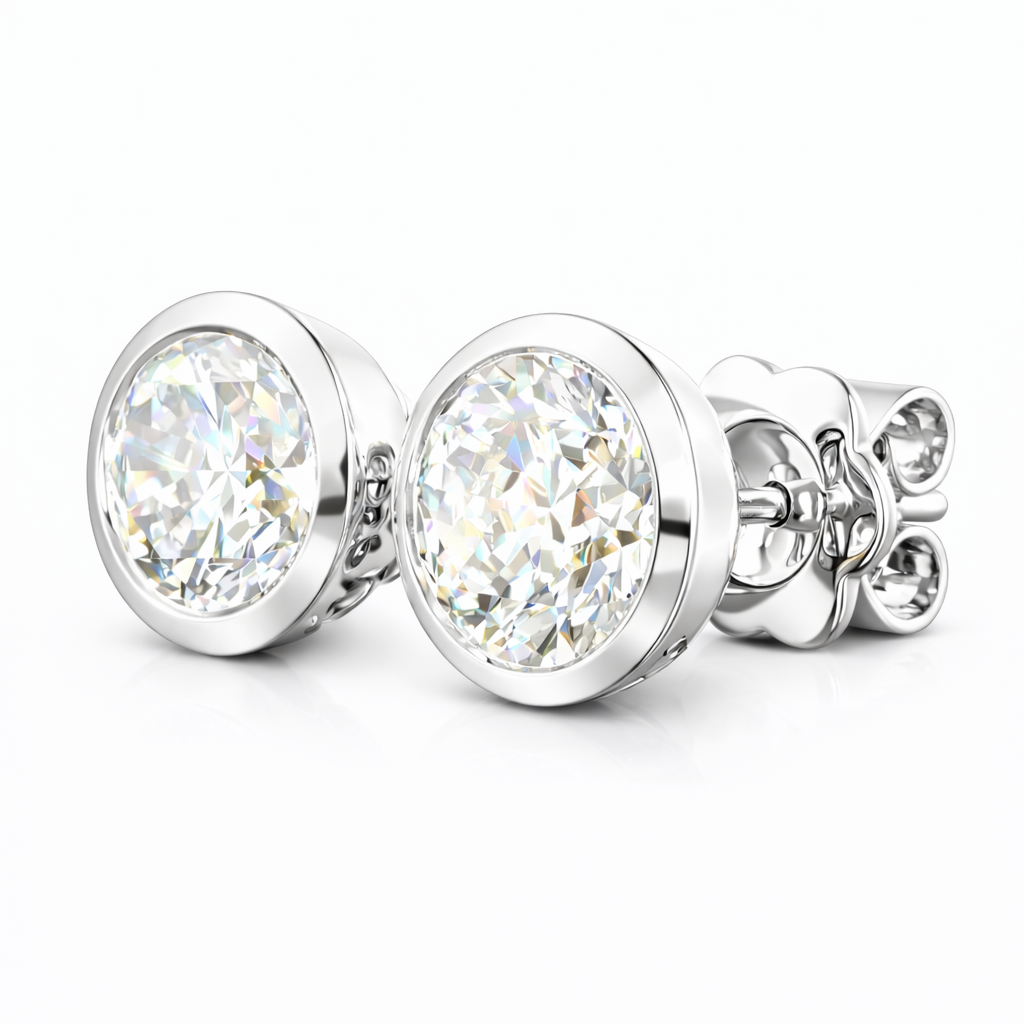 lunara | 3.02 ct round martini diamond stud earrings in 14k white gold