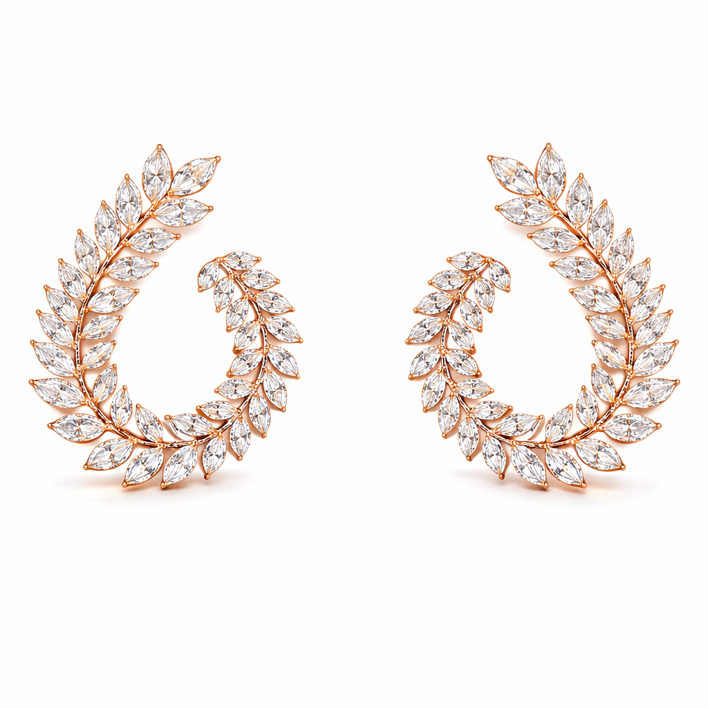 lunaria drift 5.44 ct marquise crawler earrings 14k rose gold
