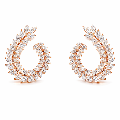 LUNARIA DRIFT 5.44 Ct Marquise Crawler Earrings 14K Rose Gold