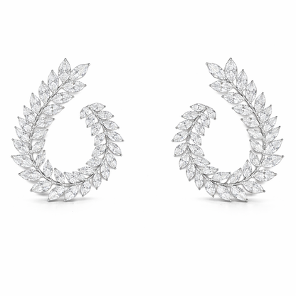 LUNARIA DRIFT 5.44 Ct Marquise Crawler Earrings 14K White Gold