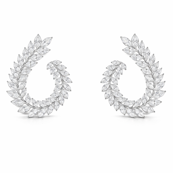 LUNARIA DRIFT | 5.44 Ct Marquise Shape Crawler Earring in 14K WHITE GOLD - Lab Grown Diamond
