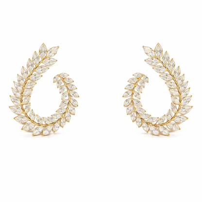 LUNARIA DRIFT 5.44 Ct Marquise Crawler Earrings 14K Yellow Gold