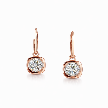 LUNA SOLEIL 3.03 Ct Round Hanging Earrings 14K Rose Gold