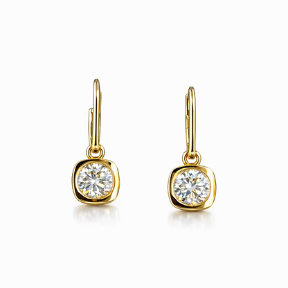 LUNA SOLEIL 3.03 Ct Round Hanging Earrings 14K Yellow Gold