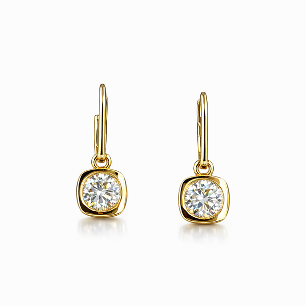 LUNA SOLEIL | 3.03 Ct 14K YELLOW GOLD Round Shape Hanging Earring - Lab Grown Diamond