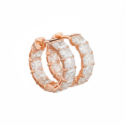LUXOR | 6.68 Ct Radiant Diamond Huggies Earrings in 14K Rose Gold