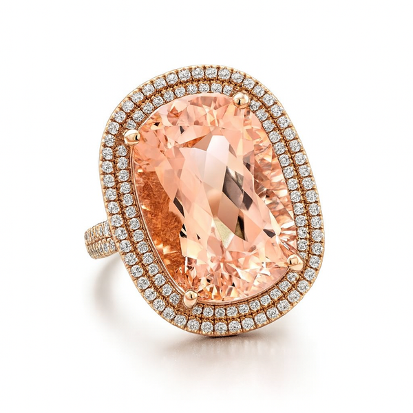 Blush Aurora Morganite Ring | Total 11.54CT Natural | 14K Morganite