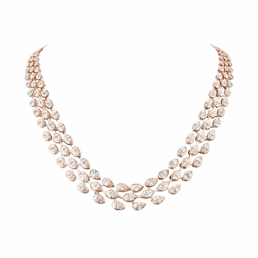 MAJESTIC | 16.14 Ct Pear Diamond Necklace in 14K Rose Gold
