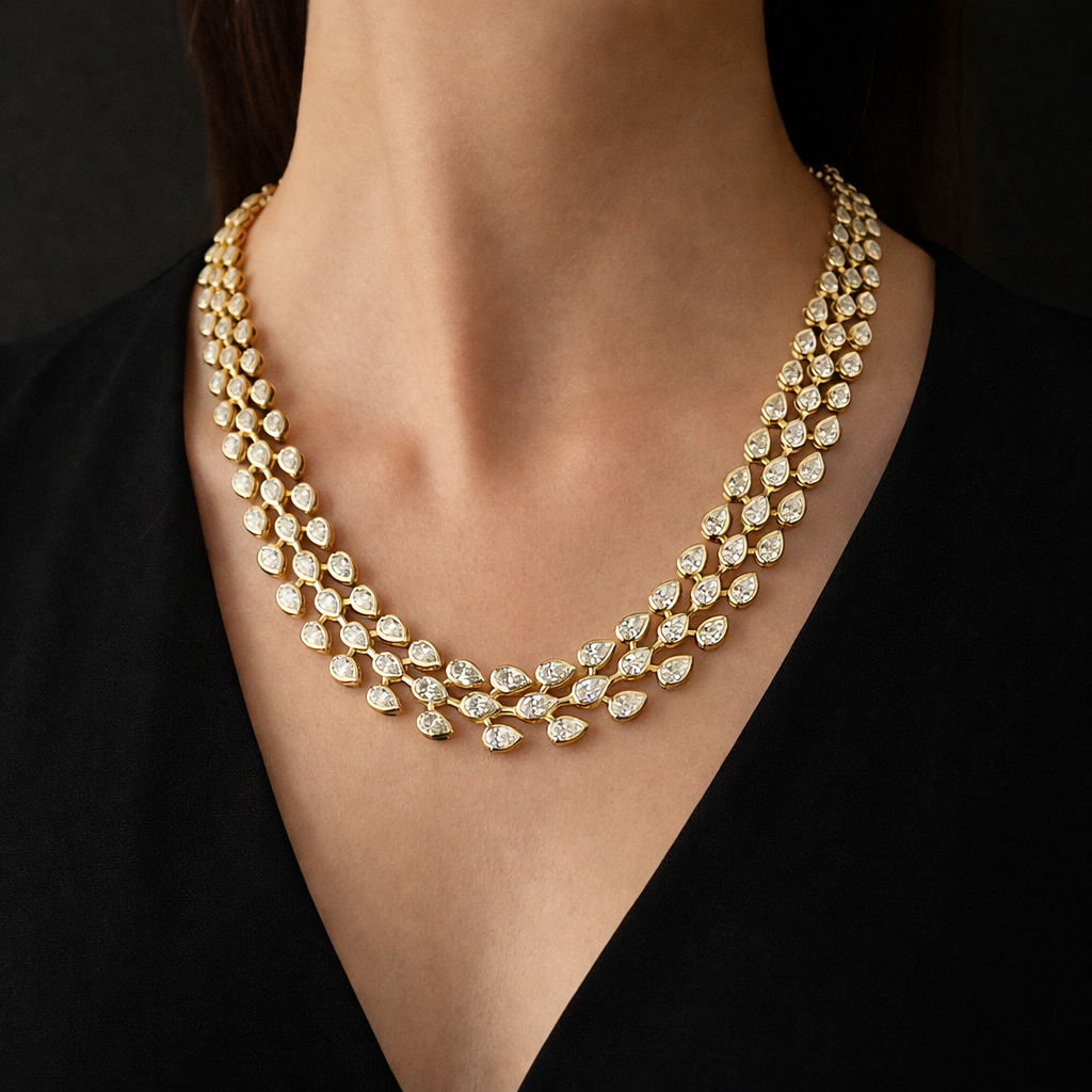 majestic | 16.14 ct pear diamond necklace in 14k yellow gold