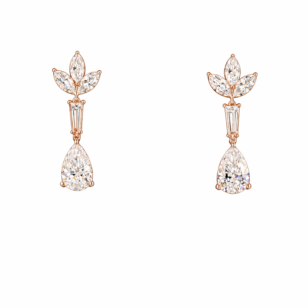 MARIBELLE 3 Ct Pear Hanging Earrings 14K Rose Gold - Lab Grown Diamond