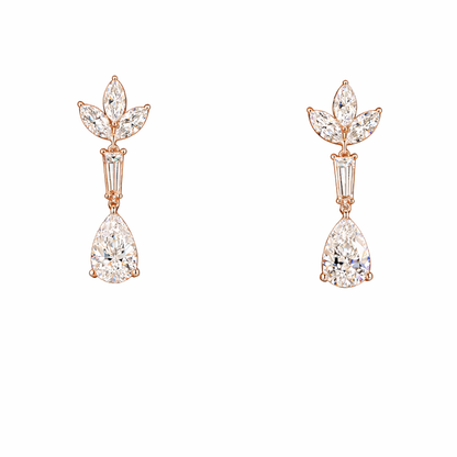 MARIBELLE 3 Ct Pear Hanging Earrings 14K Rose Gold - Lab Grown Diamond