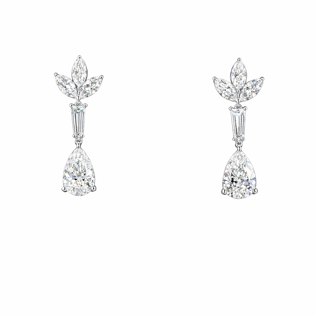 maribelle 3 ct pear hanging earrings 14k white gold - lab grown diamond