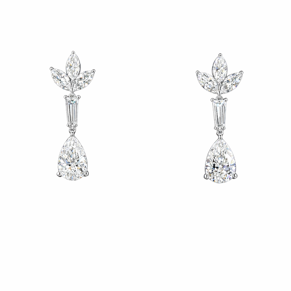 MARIBELLE | 3 Ct 14K WHITE GOLD Pear Shape Hanging Earring - Lab Grown Diamond