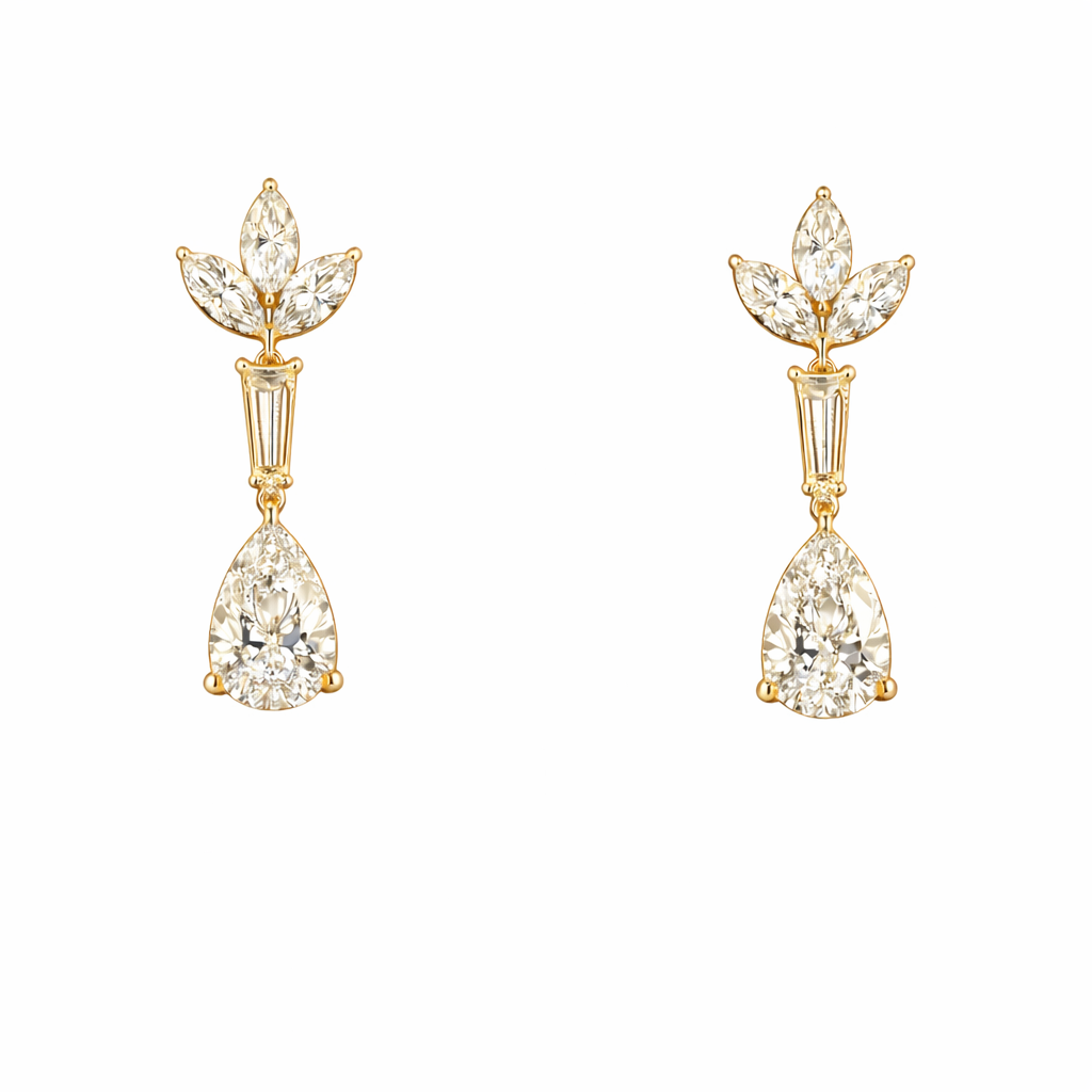 MARIBELLE 3 Ct Pear Hanging Earrings 14K Yellow Gold - Lab Grown Diamond