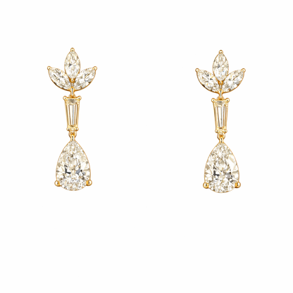 MARIBELLE 3 Ct Pear Hanging Earrings 14K Yellow Gold - Lab Grown Diamond