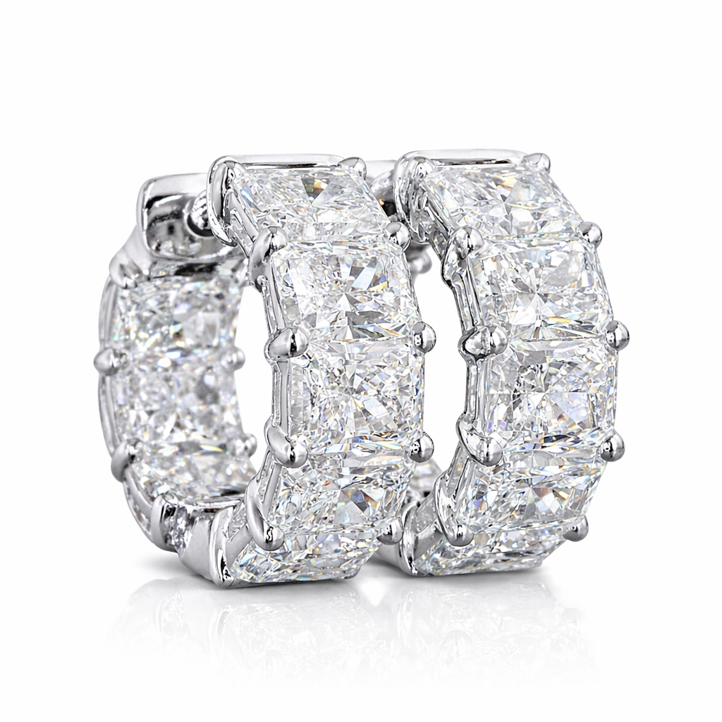 marivelle | 4.88 ct  radiant diamond huggies earrings in 14k white gold