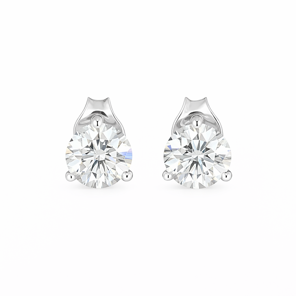 MARTINAE | 3 Ct Round Martini Diamond Stud Earrings 18K Platinum