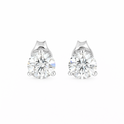 MARTINAE | 3 Ct Round Martini Diamond Stud Earrings 18K Platinum