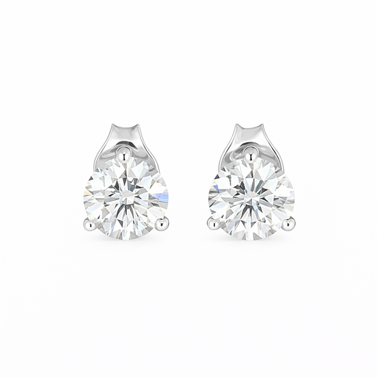 MARTINAE | 3 Ct Round Martini Diamond Stud Earrings 18K Platinum