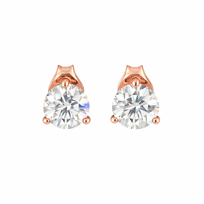 MARTINAE | 3 Ct Round Martini Diamond Stud Earrings  18K Rose Gold