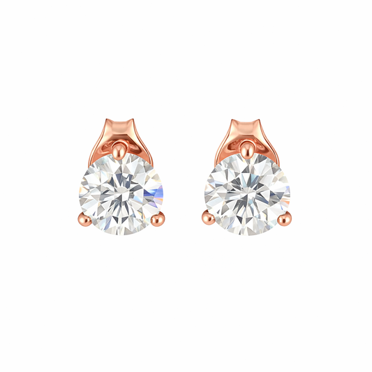 MARTINAE | 3 Ct Round Martini Diamond Stud Earrings  18K Rose Gold