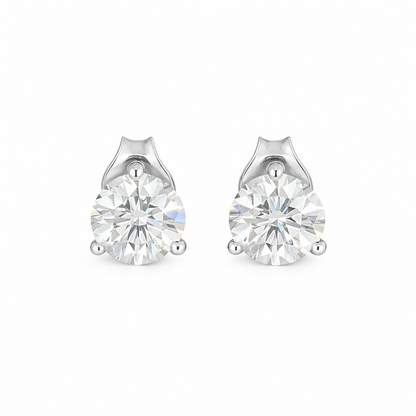 MARTINAE | 3 Ct Round Martini Diamond Stud Earrings  18K White Gold