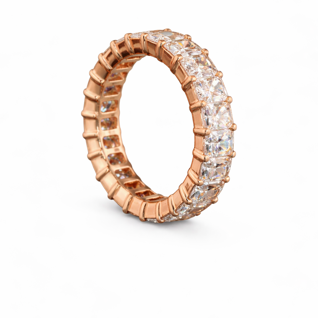 meridian | 3.9 ct radiant diamond full eternity band in 18k rose gold - lab grown diamond