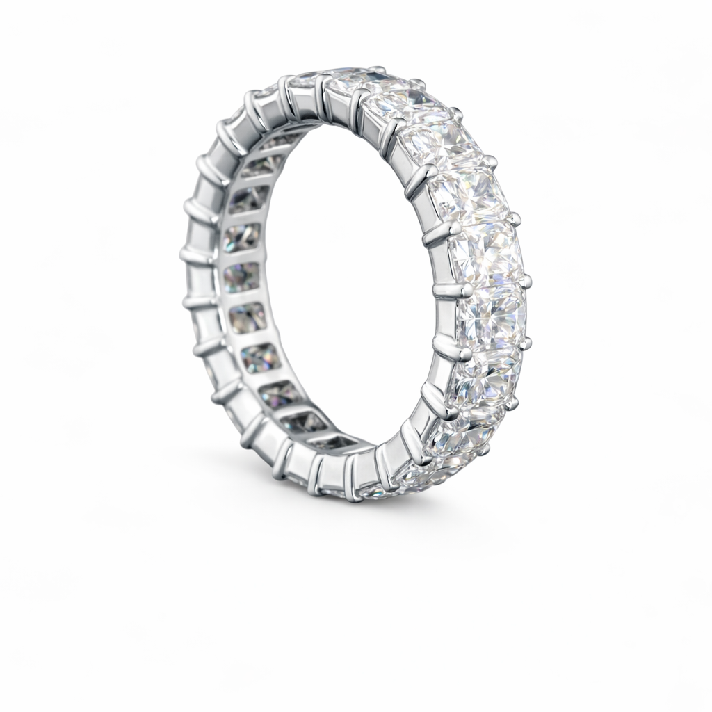 MERIDIAN | 3.9 CT Radiant Diamond Full Eternity Band in 18K White Gold - Lab Grown Diamond