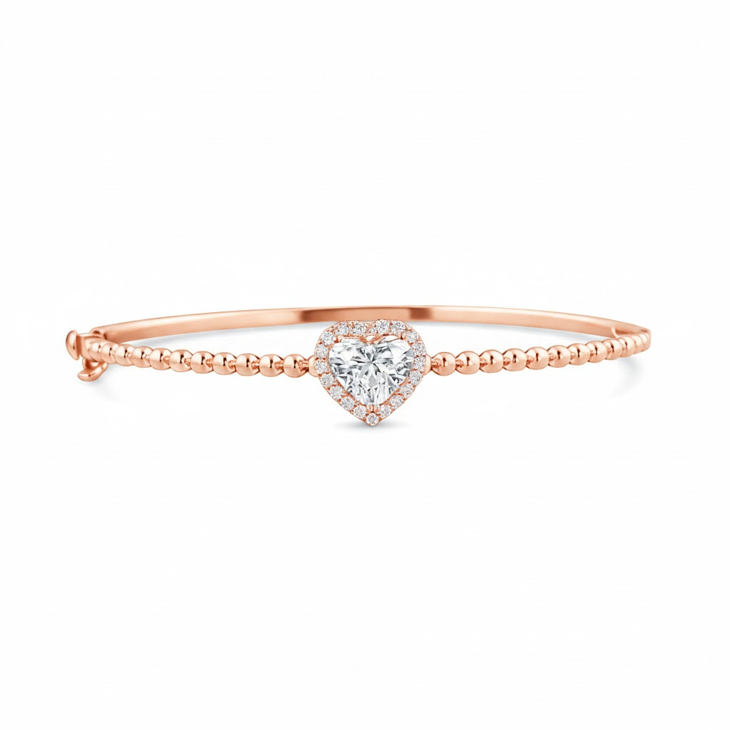 milania 1.69 ct heart bangle bracelet 14k rose gold diamond