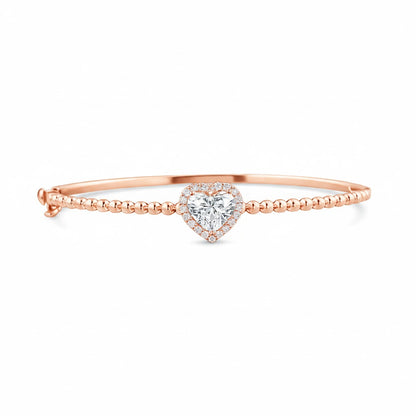 MILANIA 1.69 Ct Heart Bangle Bracelet 14K Rose Gold Diamond