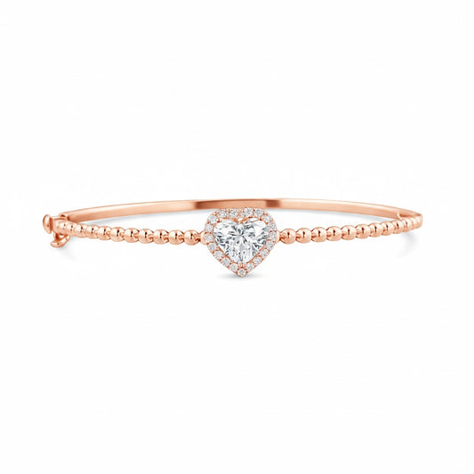 MILANIA 1.69 Ct Heart Bangle Bracelet 14K Rose Gold Diamond