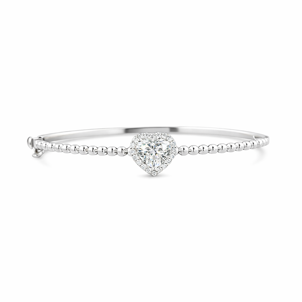 milania 1.69 ct heart bangle bracelet 14k white gold diamond