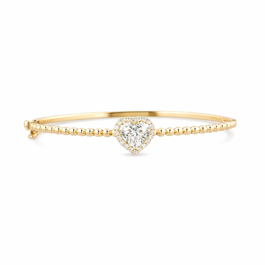 milania 1.69 ct heart bangle bracelet 14k yellow gold diamond