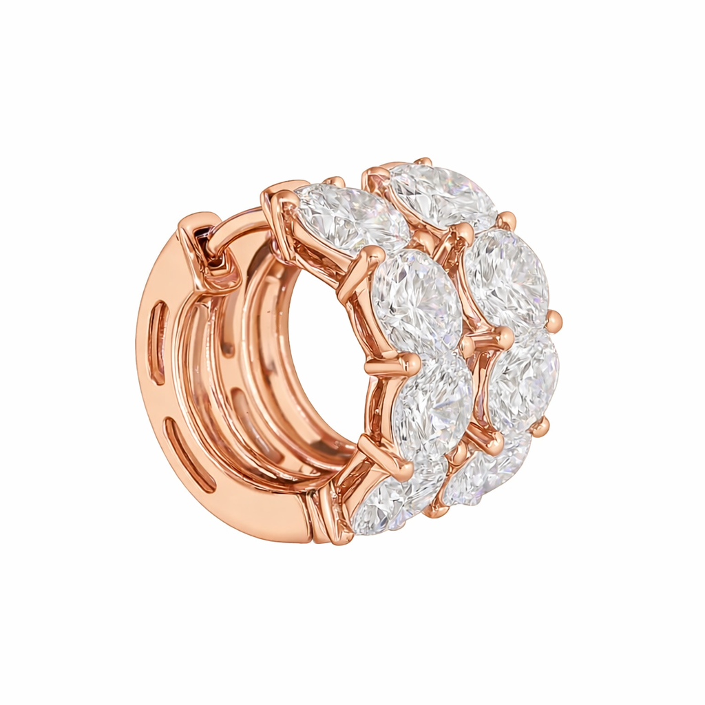 mira | 3.43 ct round  diamond huggies earrings in 14k rose gold
