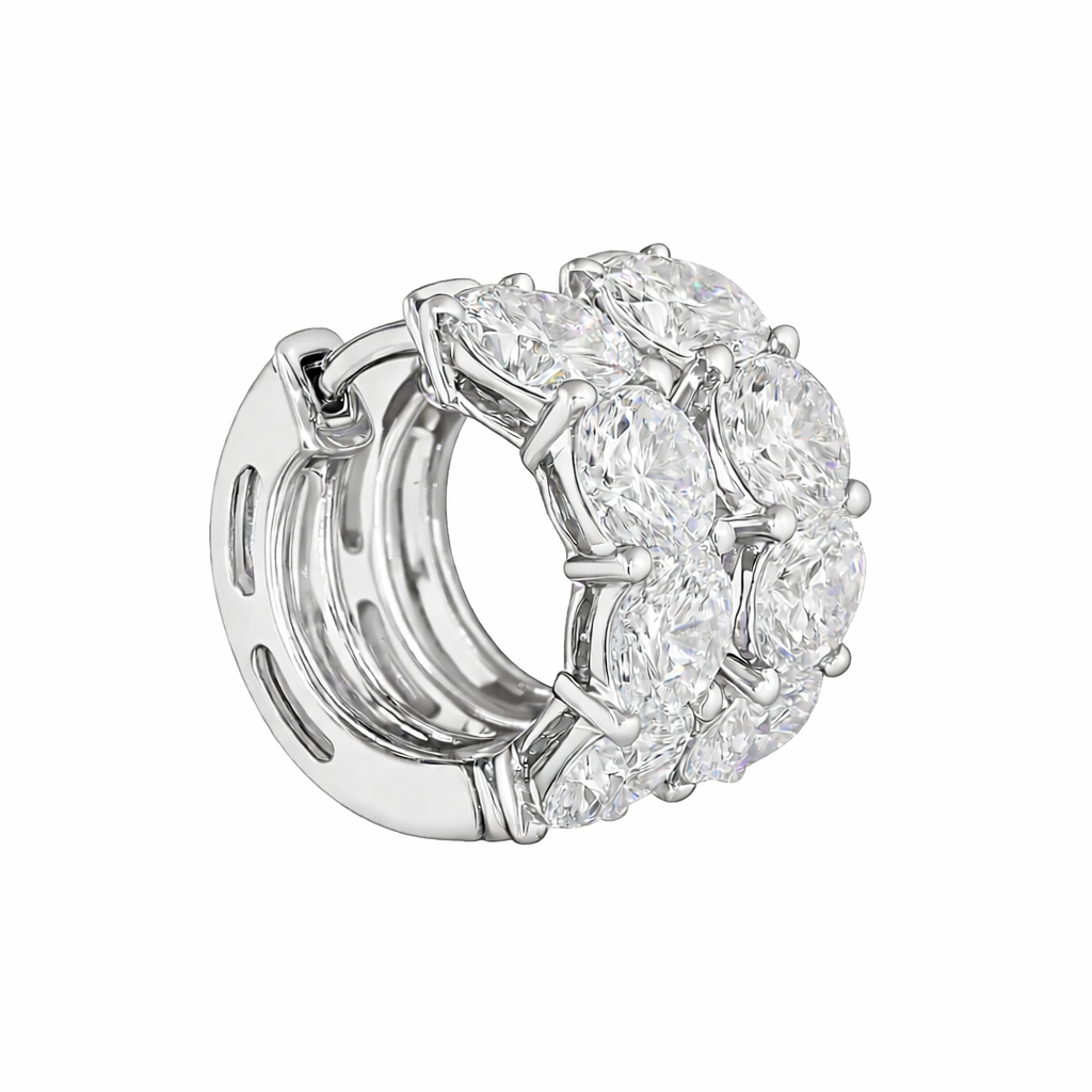 MIRA | 3.43 Ct Round  Diamond Huggies Earrings in 14K White Gold