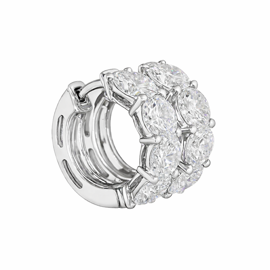 MIRA | 3.43 Ct Round  Diamond Huggies Earrings in 14K White Gold