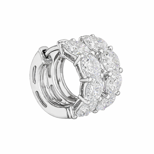 MIRA | 3.43 Ct Round Diamond Huggies Earrings in 14K White Gold - Lab Grown Diamond