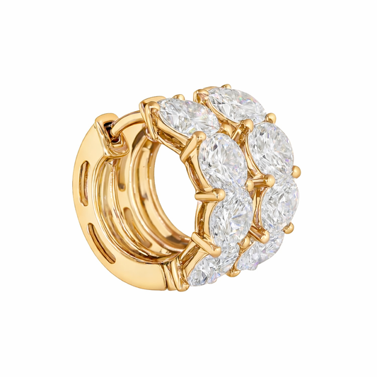 MIRA | 3.43 Ct Round  Diamond Huggies Earrings in 14K Yellow Gold