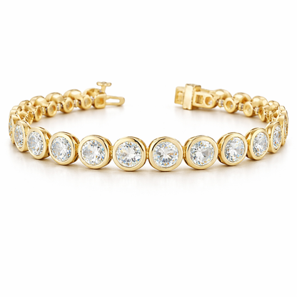 MONARCH | 20.13 Ct Round Diamond Tennis Bracelet in 14K Yellow  Gold