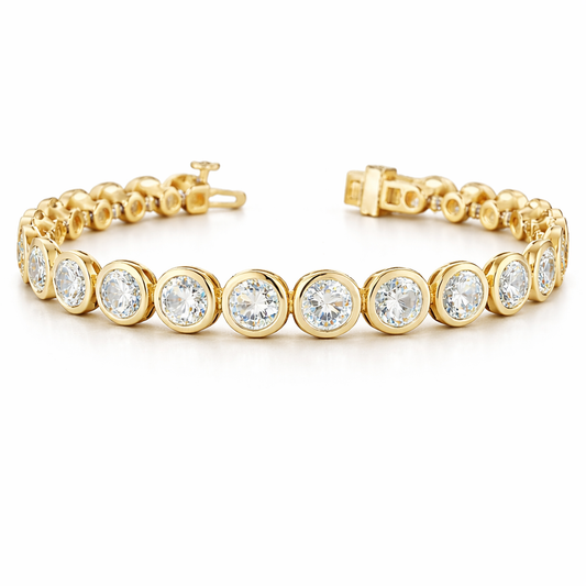 MONARCH | 20.13 Ct Round Diamond Tennis Bracelet in 14K Yellow  Gold