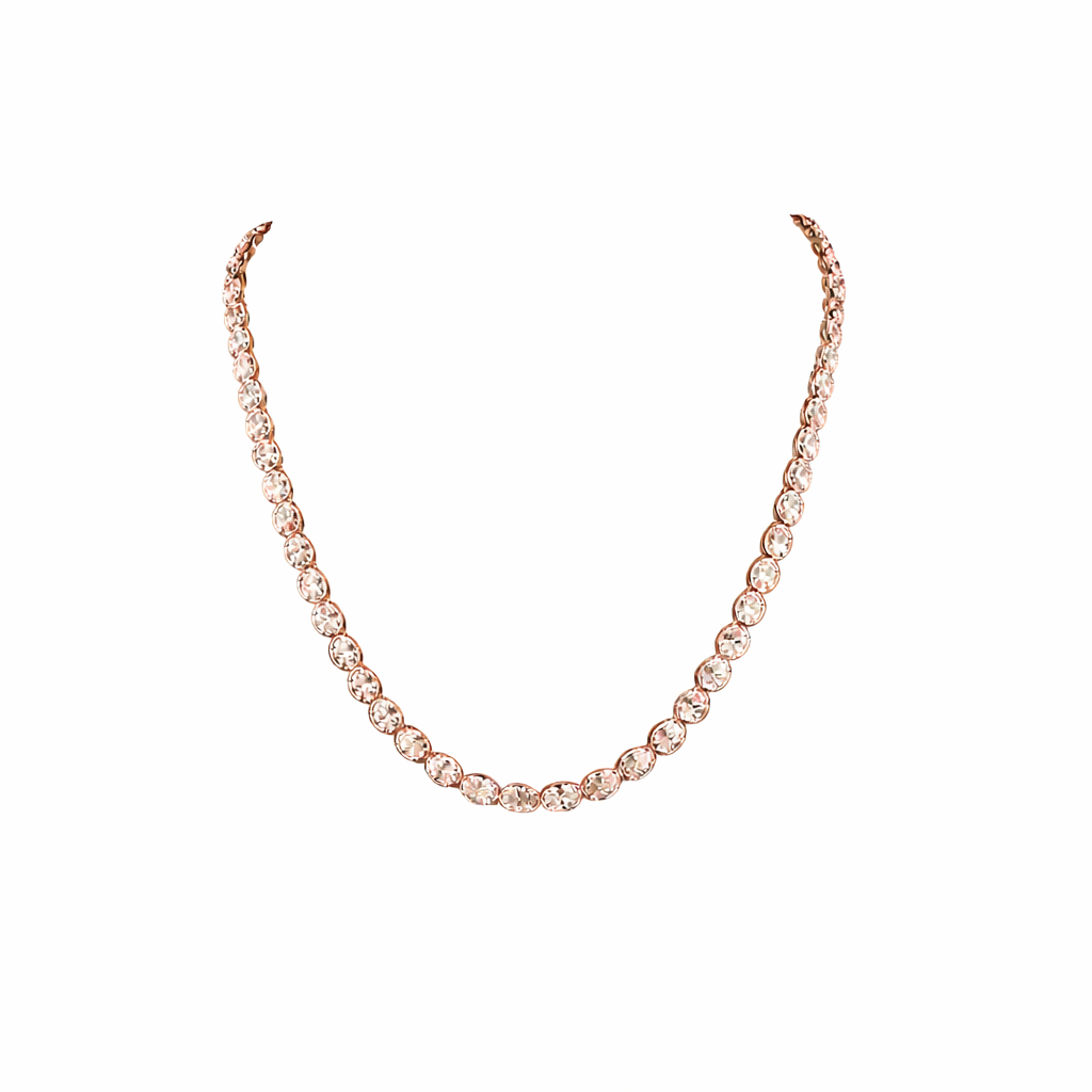 monarch glow 17.81 ct oval tennis necklace 14k rose gold diamond